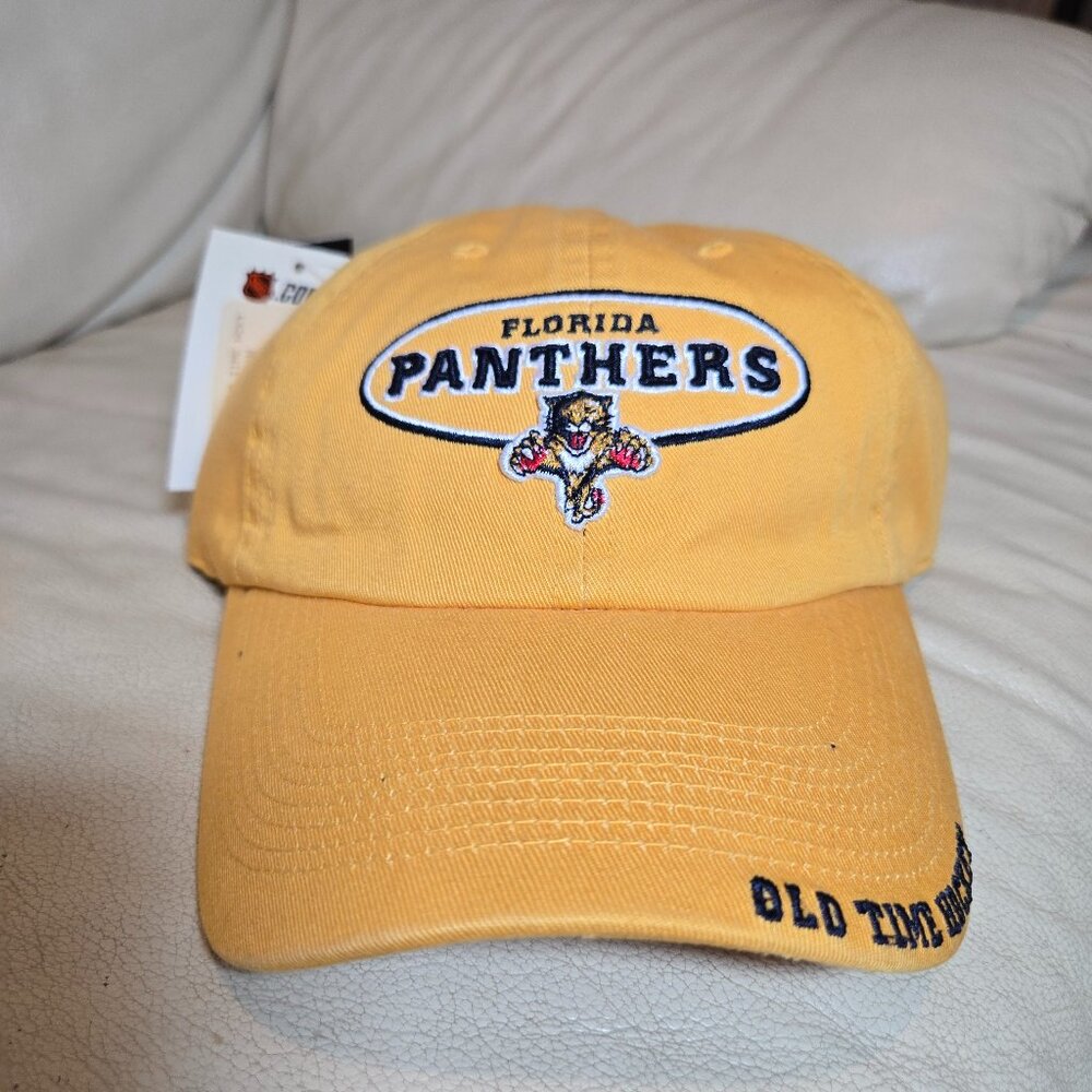 Yellow 100% Cotton  Florida Panthers Y2K One Size Old Time Sports Cap Hat
